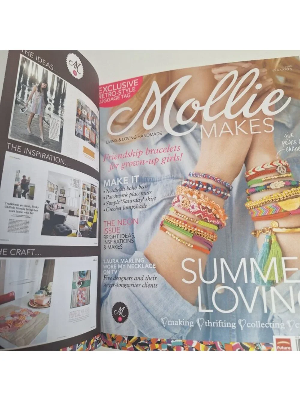 Issue 16 Mollie Makes 2012 UK Magazine Retro Fabric Tag Kit Friendship bracelets